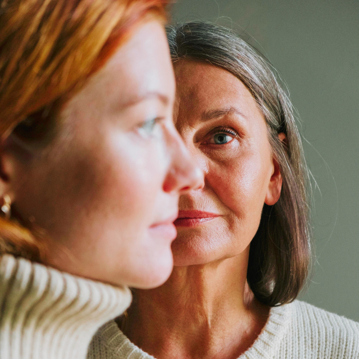  A picture of a mother and a daughter representing the process of aging