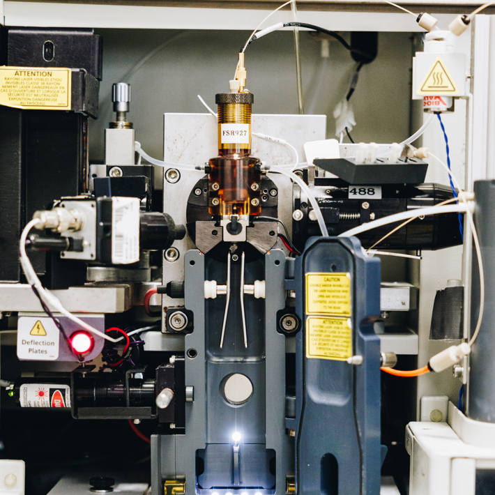 Internal structure of flow cytometry equipment
