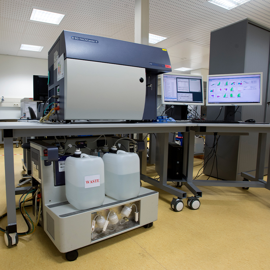 Examples of machines in the Flow Cytometry Core Facility lab.